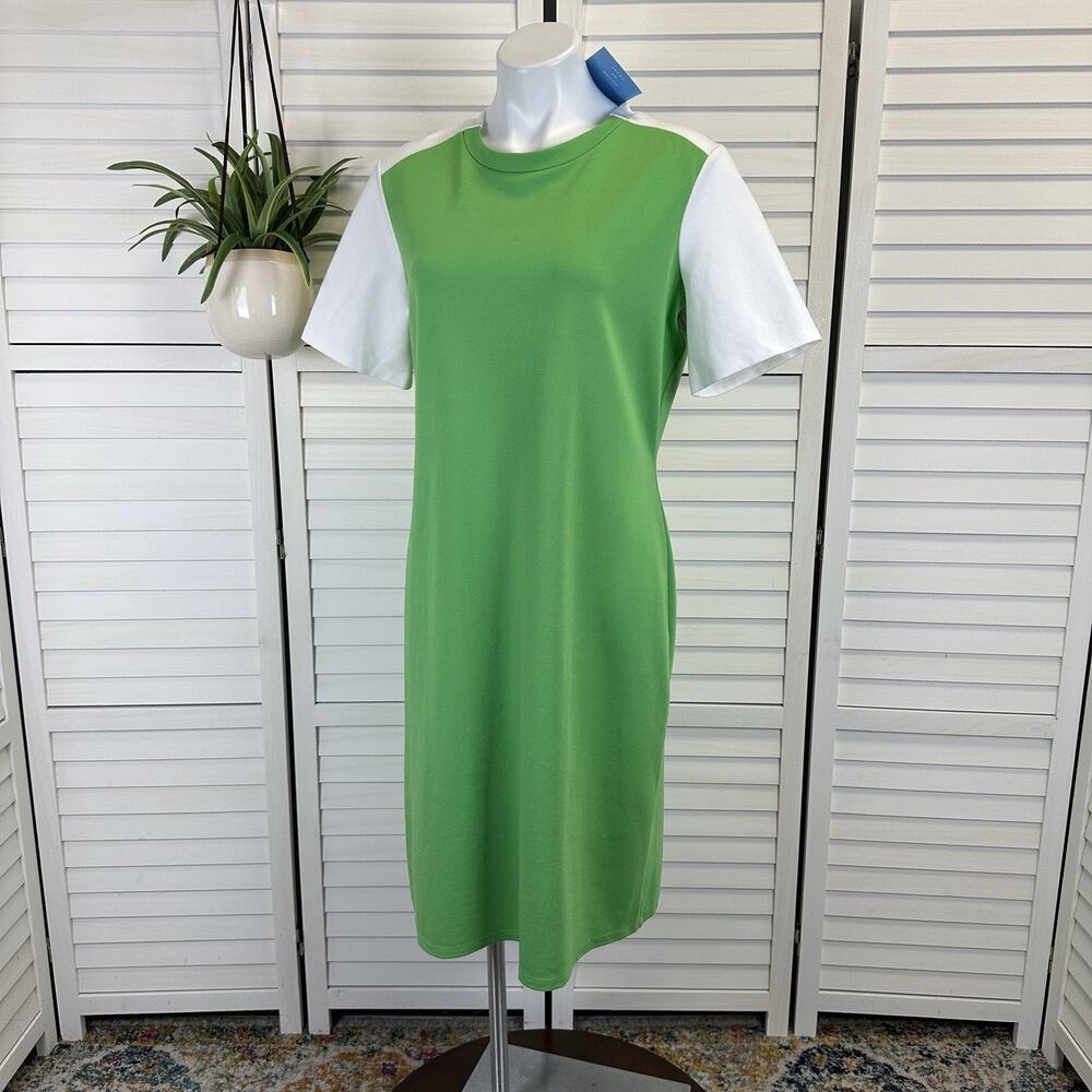 New Sonnet James Quincy Play Dress Green White Colorblock Ponte‎ Knit Size XL